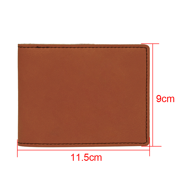 Carteira masculina bifold em couro sintético laserável com bolso para moedas