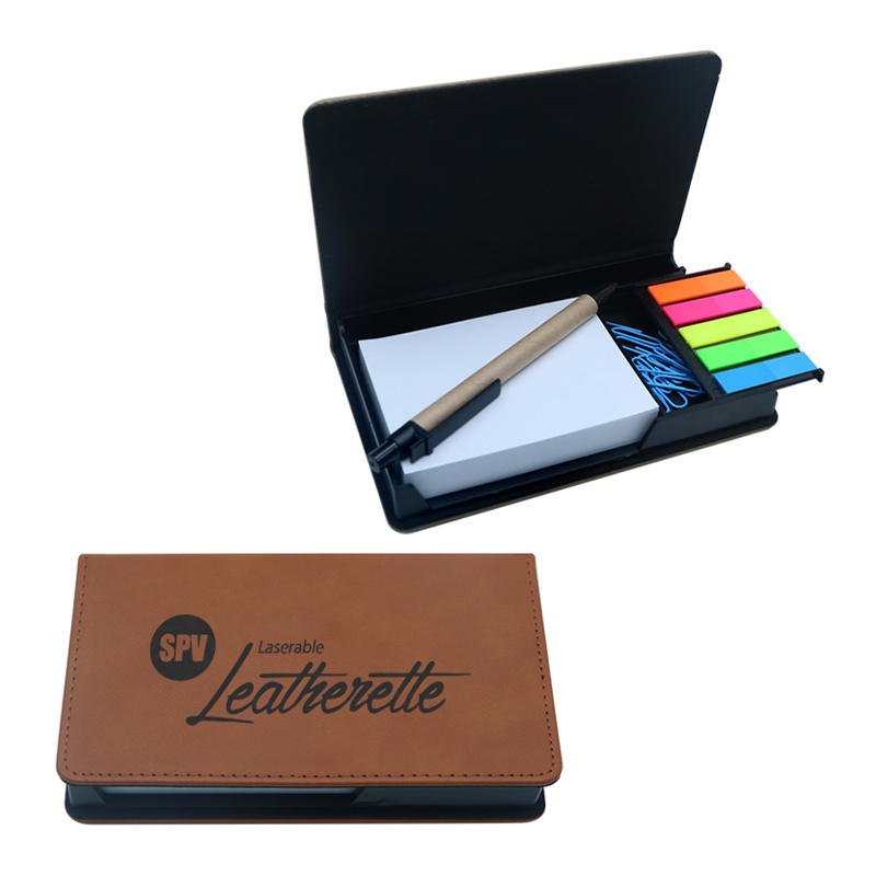 Suporte para bloco de notas retangular em couro sintético a laser