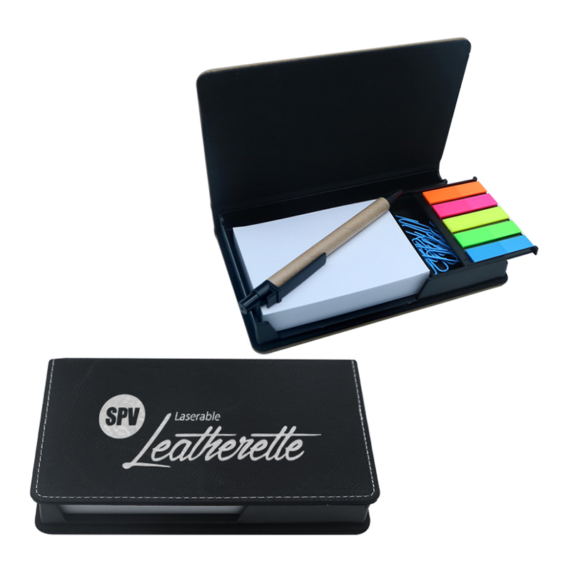 Suporte para bloco de notas retangular em couro sintético a laser