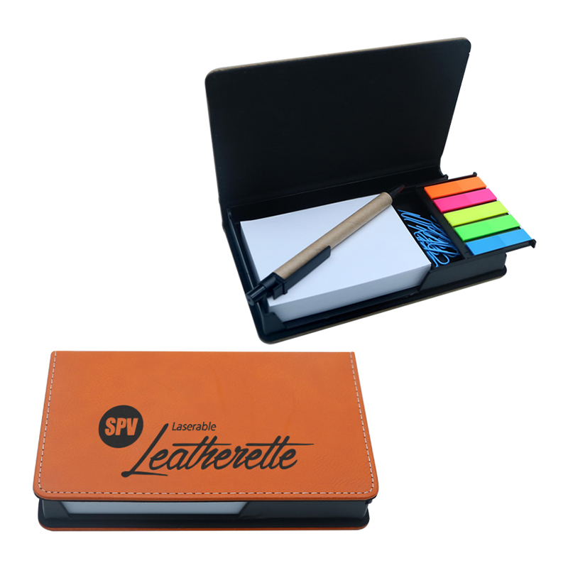 Suporte para bloco de notas retangular em couro sintético a laser