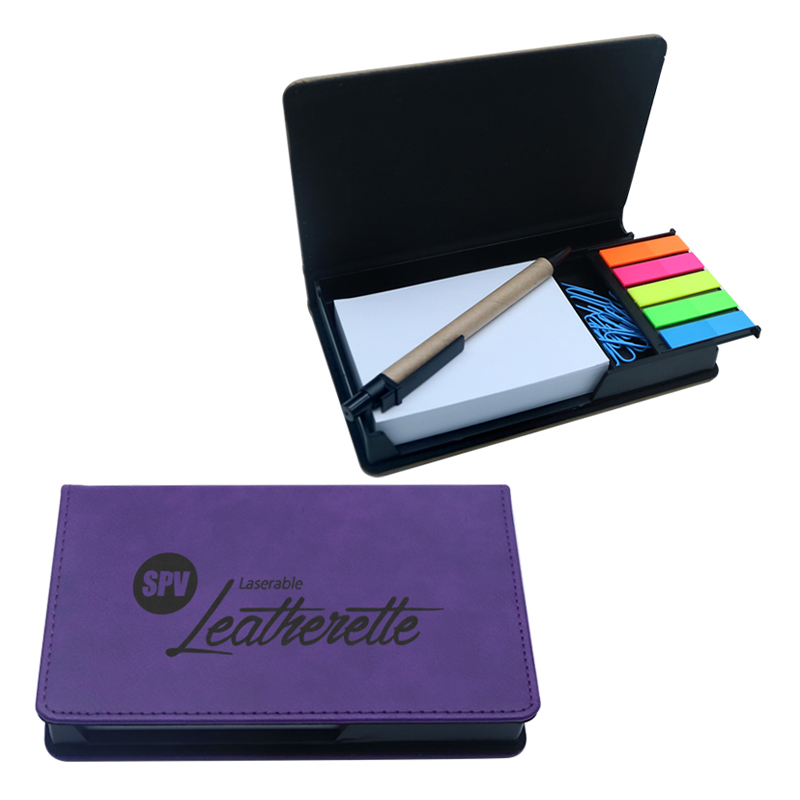 Suporte para bloco de notas retangular em couro sintético a laser