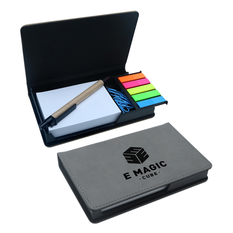 Suporte para bloco de notas retangular em couro sintético a laser