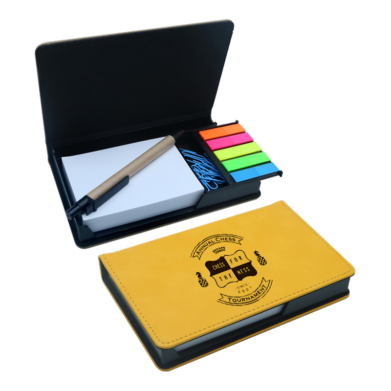 Suporte para bloco de notas retangular em couro sintético a laser