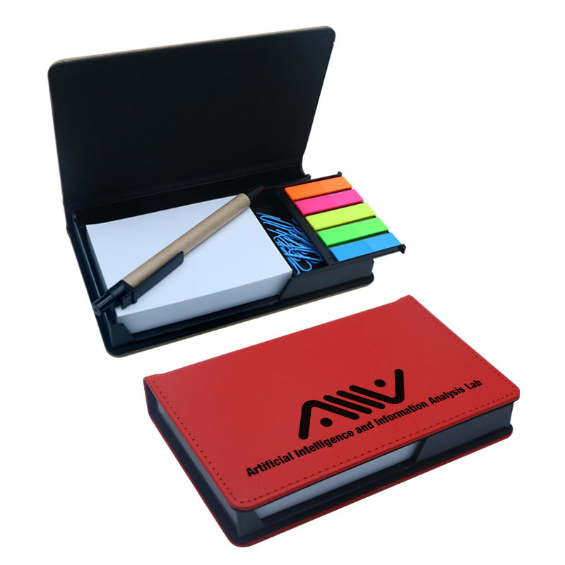 Suporte para bloco de notas retangular em couro sintético a laser