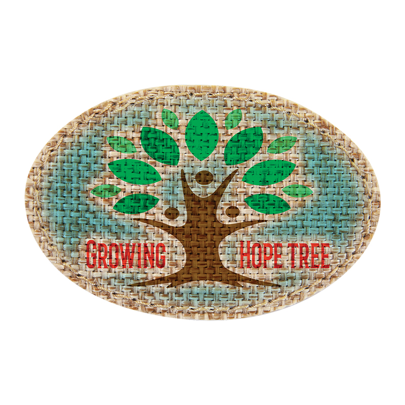 Patch sublimável de serapilheira oval de 3' x 2' com adesivo