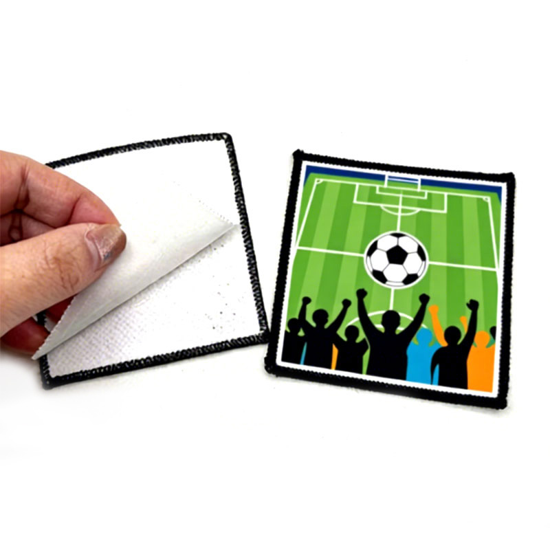 Patch Merrow de tecido de sublimação quadrada de 3' x 3' com adesivo