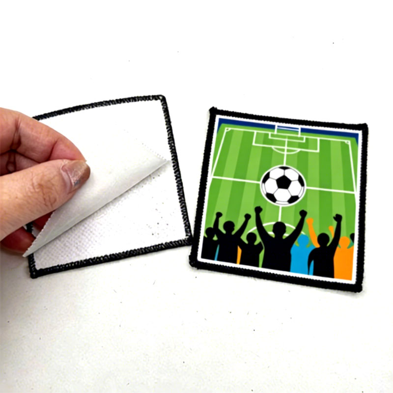 2 1/2' x 2 1/2' Patch Merrow de tecido de sublimação quadrada com adesivo