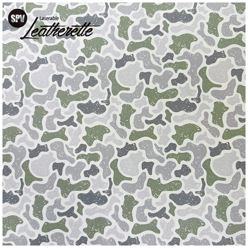 Folha de couro sintético camuflado a laser com adesivo/sem adesivo
