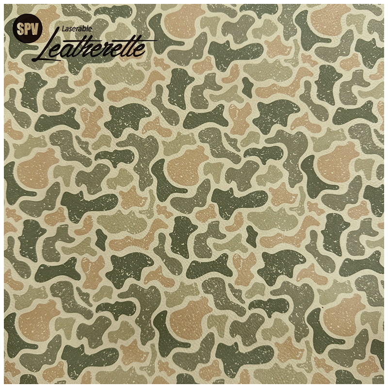 Folha de couro sintético camuflado a laser com adesivo/sem adesivo