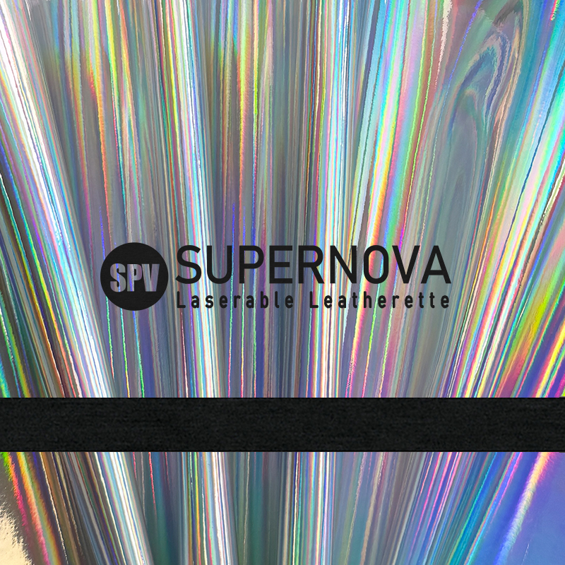 Folha holográfica de couro sintético laserável com adesivo/sem adesivo