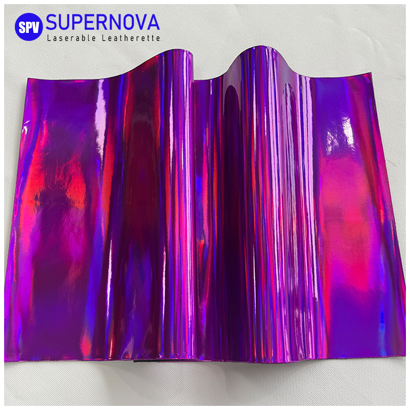Folha holográfica de couro sintético laserável com adesivo/sem adesivo