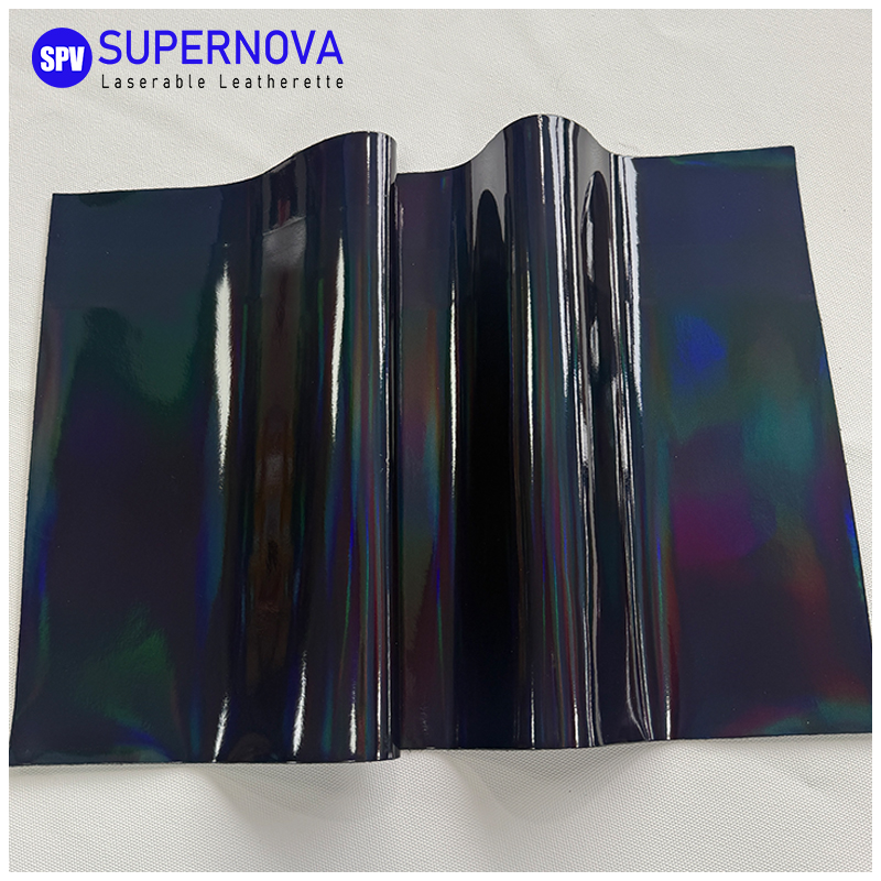 Folha holográfica de couro sintético laserável com adesivo/sem adesivo