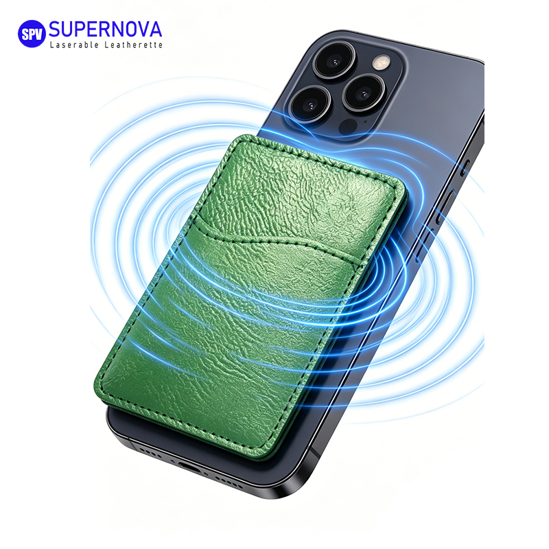 Porta-cartões telefônicos em couro sintético a laser com ímã