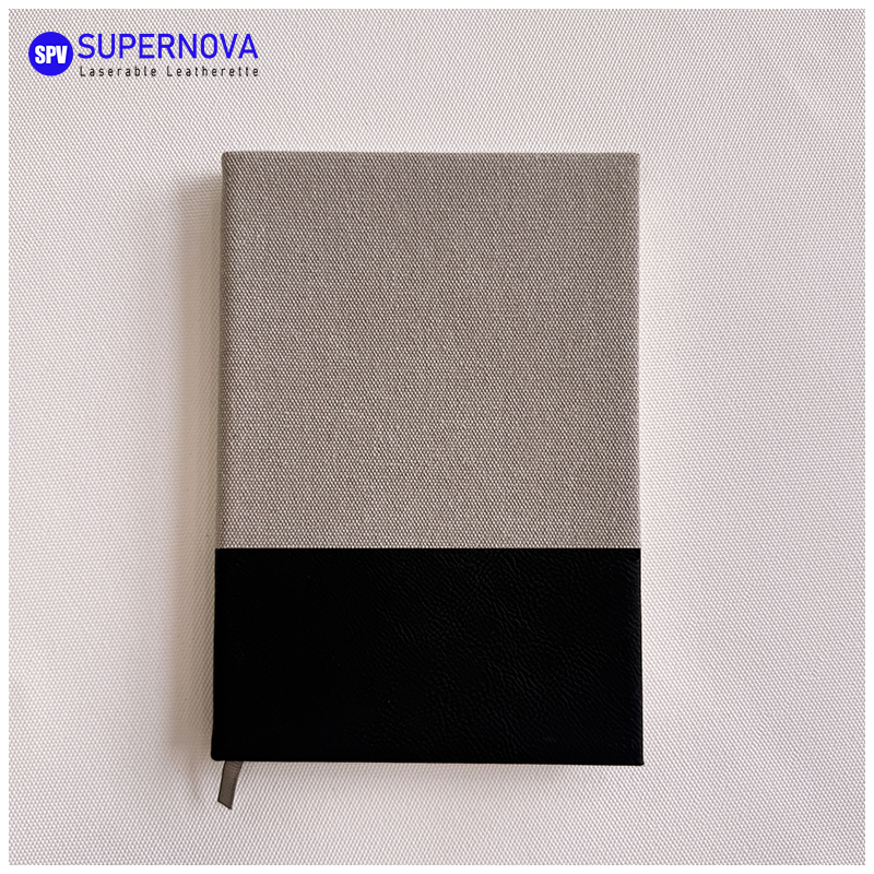 Caderno de lona e couro sintético laserável dividido Caderno de lona e couro sintético laserável dividido