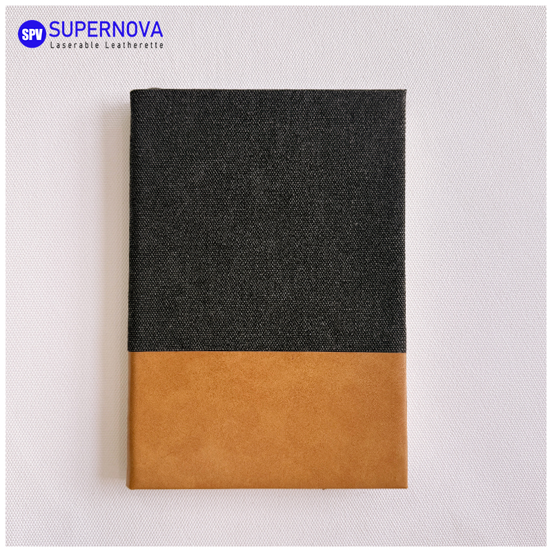 Caderno de lona e couro sintético laserável dividido Caderno de lona e couro sintético laserável dividido