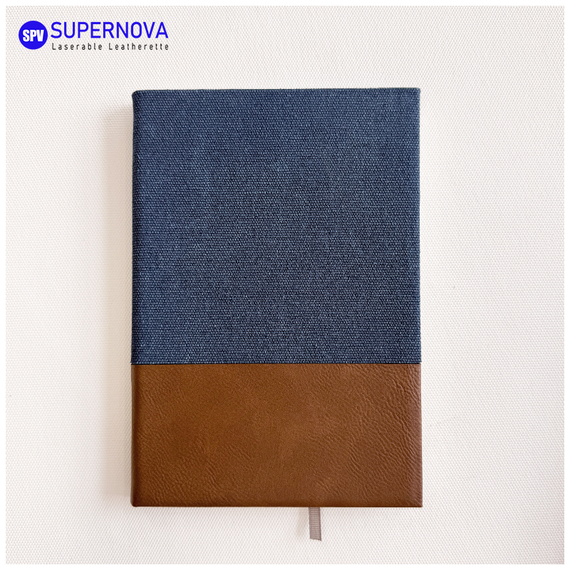 Caderno de lona e couro sintético laserável dividido Caderno de lona e couro sintético laserável dividido
