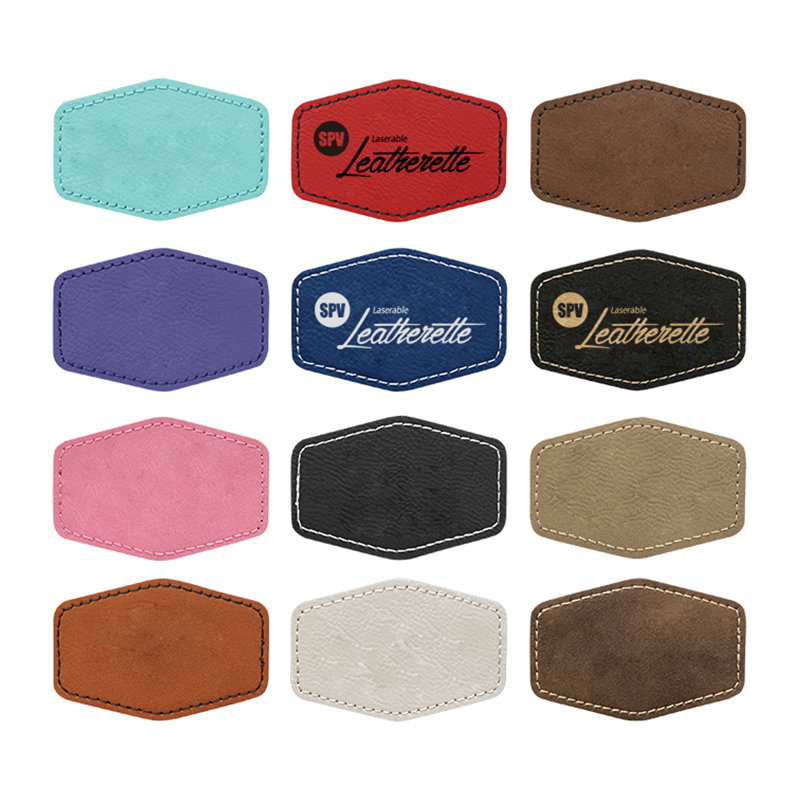 Remendos hexagonais de couro sintético de 3 1/2' x 2 1/2'