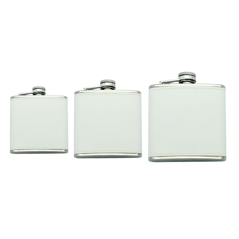 6 onças. Frasco de aço inoxidável em couro sintético para sublimação 6 onças. Frasco de aço inoxidável em couro sintético para sublimação