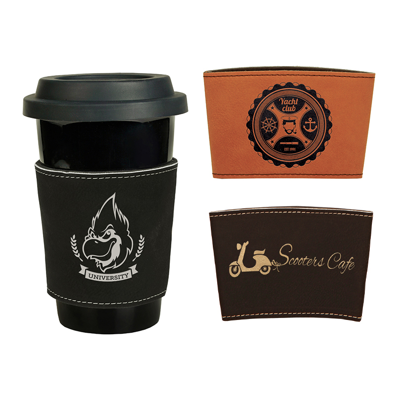 Capa para caneca em couro sintético laserável Capa para caneca em couro sintético laserável