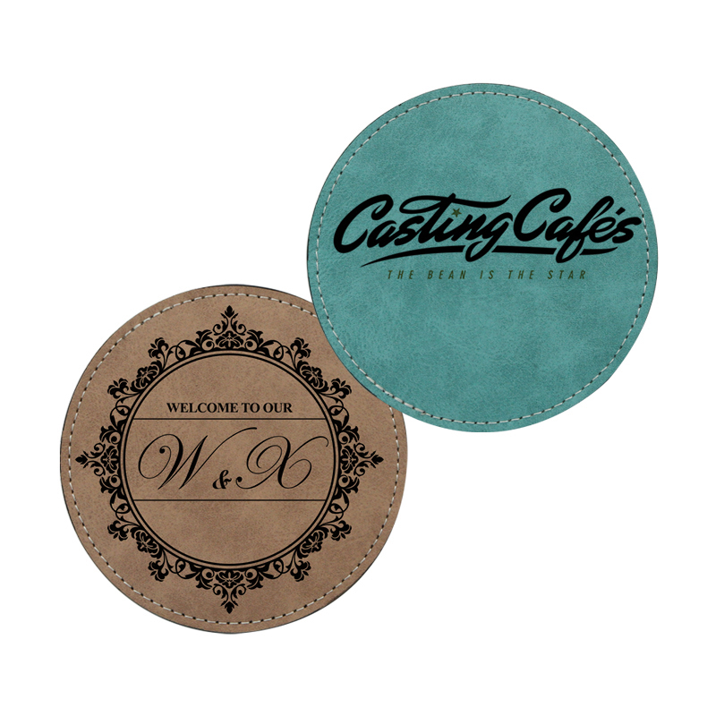 Porta-copos para caneca de couro PU de sublimação - redondo