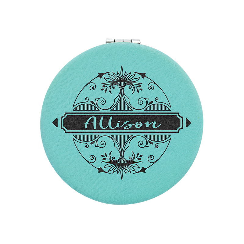 Espelho compacto em couro sintético laserável Espelho compacto em couro sintético laserável