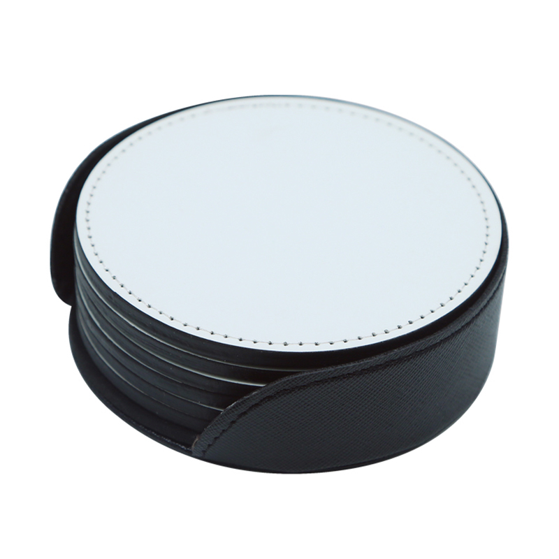 Porta-copos para caneca de couro PU de sublimação - redondo