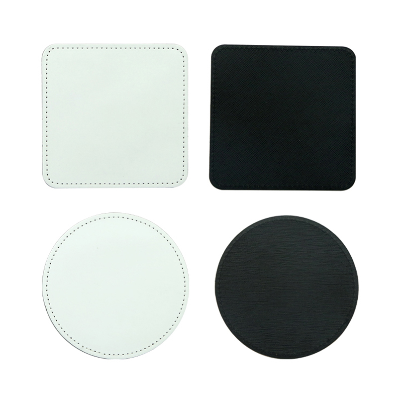 Porta-copos para caneca de couro PU de sublimação - redondo
