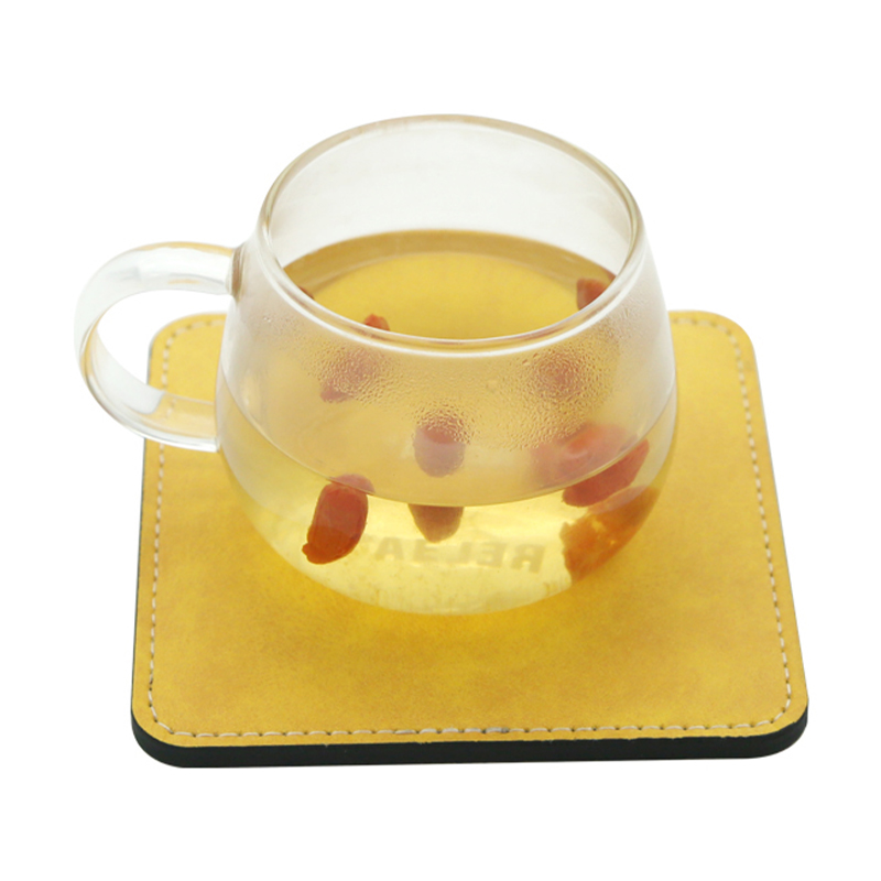 Porta-copos para canecas de couro PU de sublimação -Quadrado
