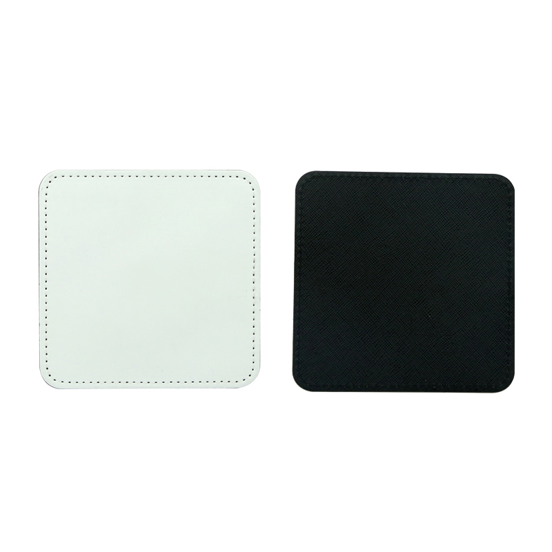 Porta-copos para canecas de couro PU de sublimação -Quadrado