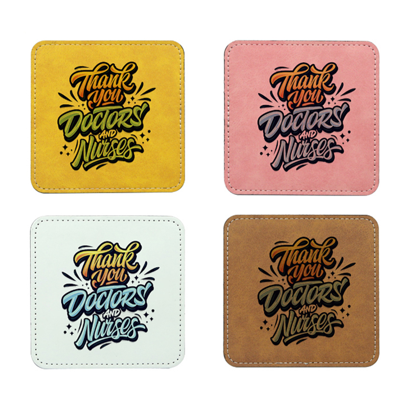 Porta-copos para canecas de couro PU de sublimação -Quadrado