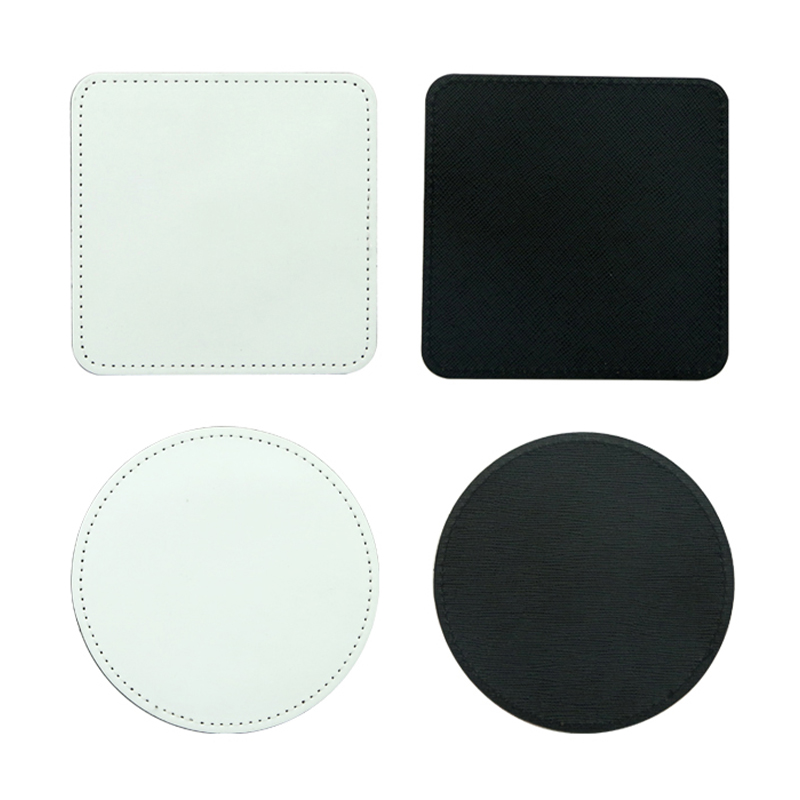 Porta-copos para canecas de couro PU de sublimação -Quadrado