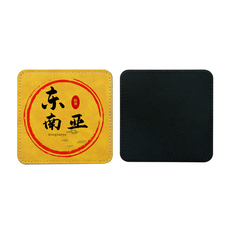 Porta-copos para canecas de couro PU de sublimação -Quadrado
