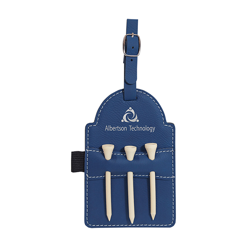Etiqueta de bolsa de golfe em couro sintético laserável com camisetas