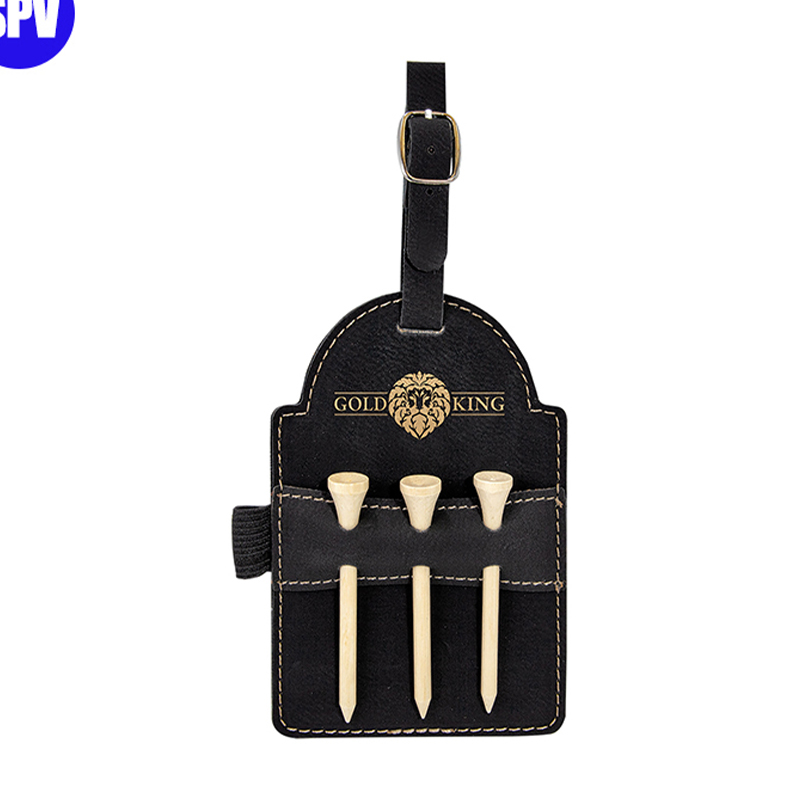 Etiqueta de bolsa de golfe em couro sintético laserável com camisetas