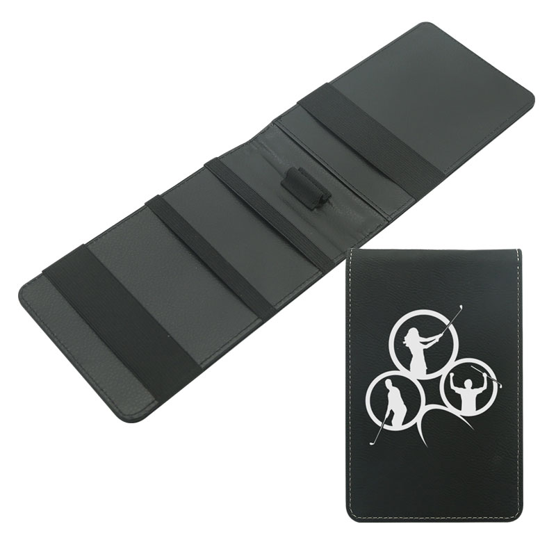 Suporte para cartão de pontuação de golfe em couro sintético a laser Suporte para cartão de pontuação de golfe em couro sintético a laser