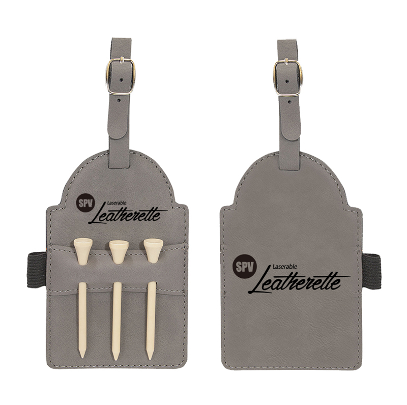 Etiqueta de bolsa de golfe em couro sintético laserável com camisetas