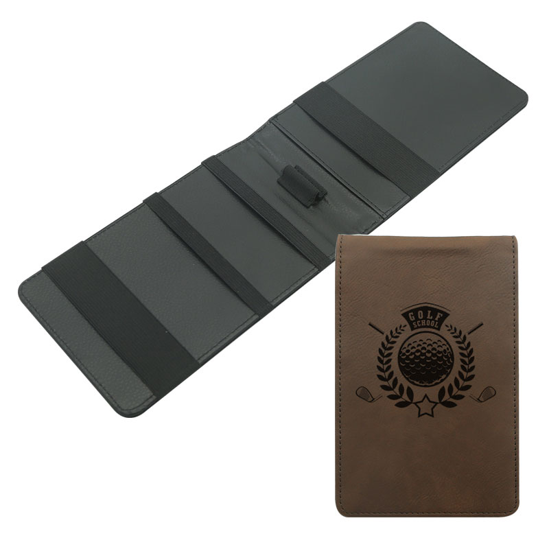 Suporte para cartão de pontuação de golfe em couro sintético a laser Suporte para cartão de pontuação de golfe em couro sintético a laser