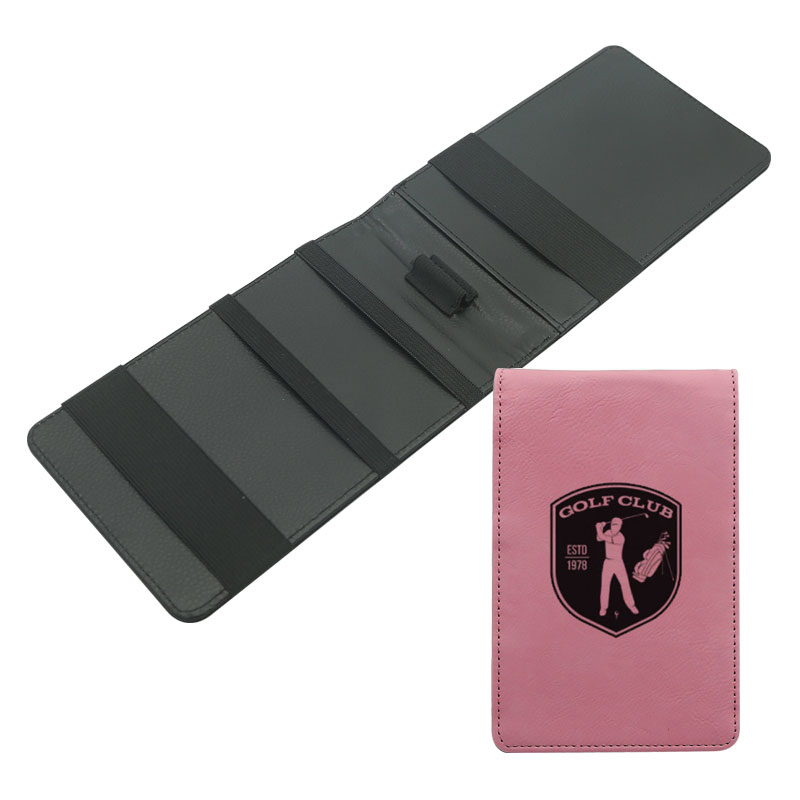 Suporte para cartão de pontuação de golfe em couro sintético a laser Suporte para cartão de pontuação de golfe em couro sintético a laser