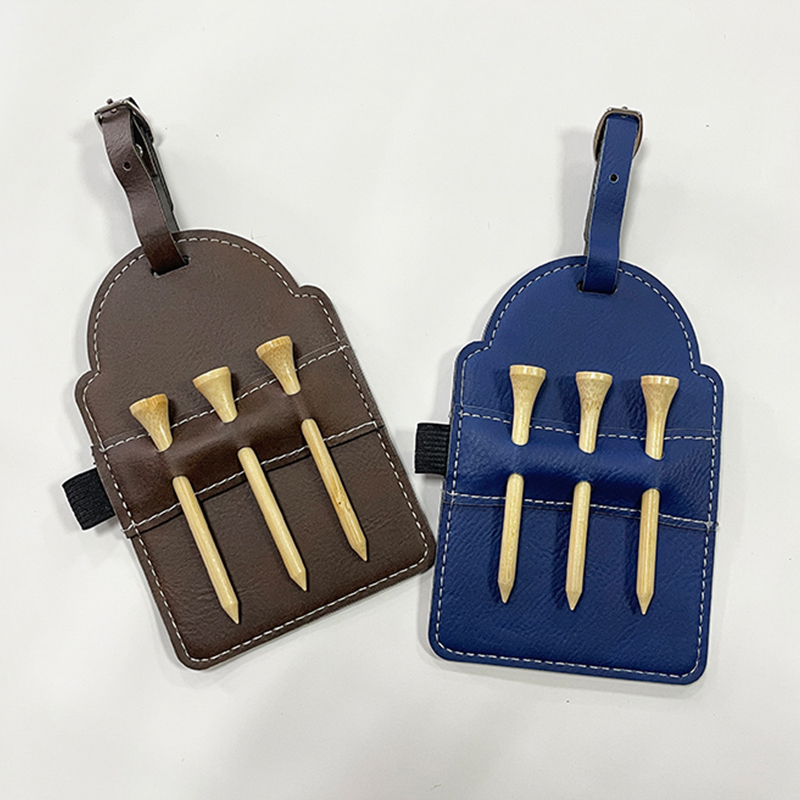 Etiqueta de bolsa de golfe em couro sintético laserável com camisetas