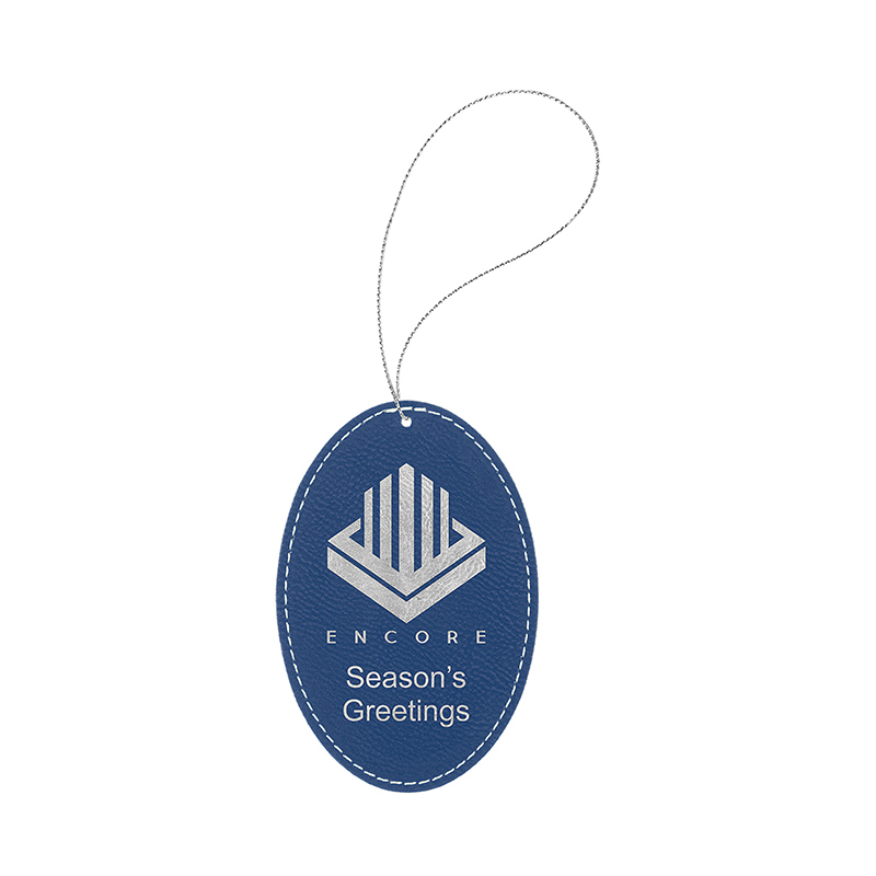 Ornamento oval de couro sintético laserável Ornamento oval de couro sintético laserável