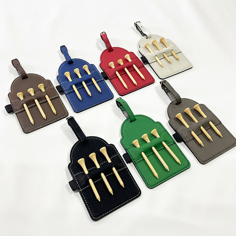 Etiqueta de bolsa de golfe em couro sintético laserável com camisetas