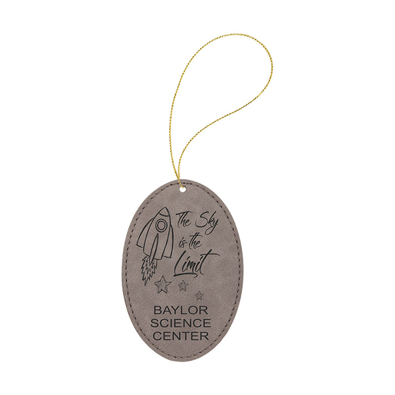 Ornamento oval de couro sintético laserável Ornamento oval de couro sintético laserável