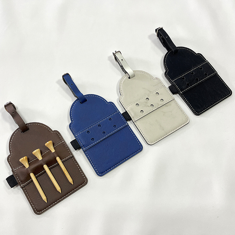 Etiqueta de bolsa de golfe em couro sintético laserável com camisetas