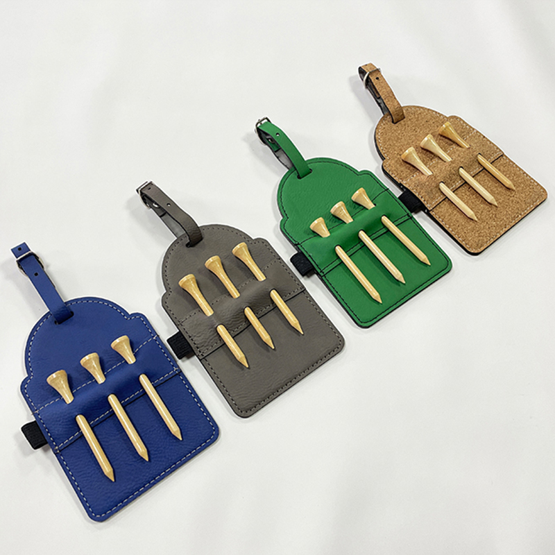 Etiqueta de bolsa de golfe em couro sintético laserável com camisetas