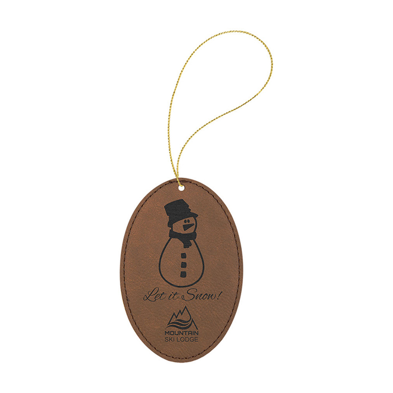Ornamento oval de couro sintético laserável Ornamento oval de couro sintético laserável