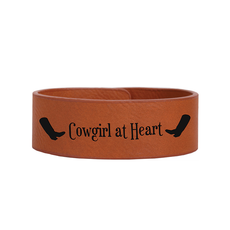 Pulseira de couro sintético laserável de 8 1/2' x 3/4'