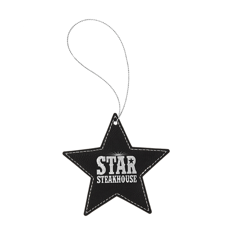 Ornamento de estrela em couro sintético laserável