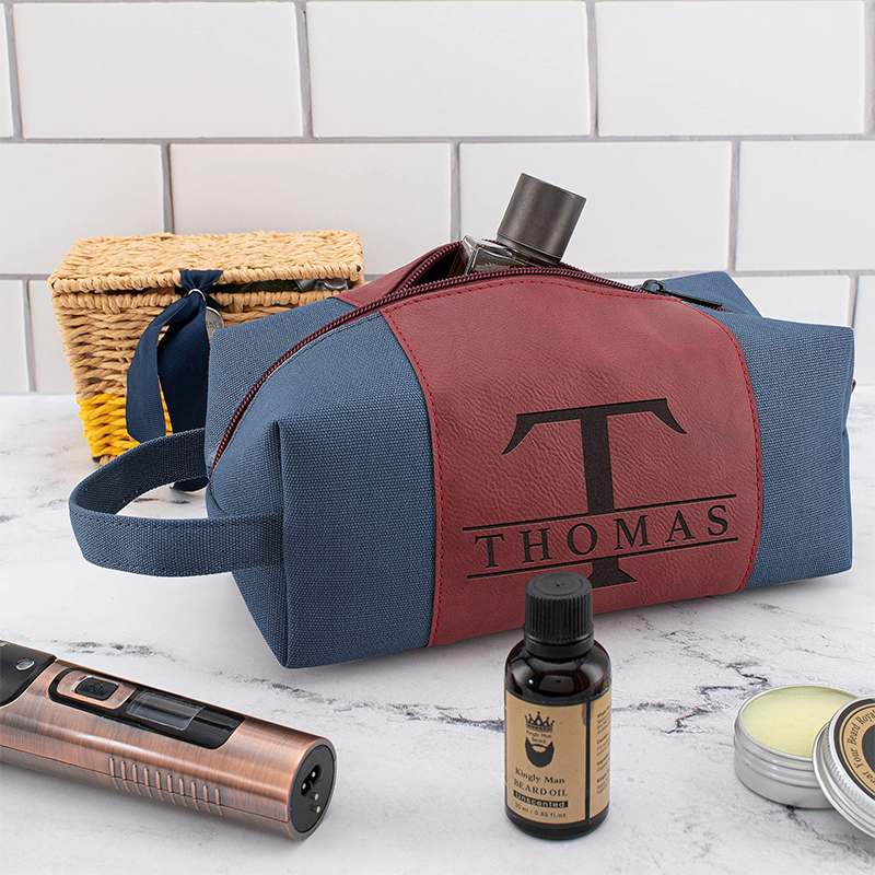 Bolsa de toalete de couro sintético laserável