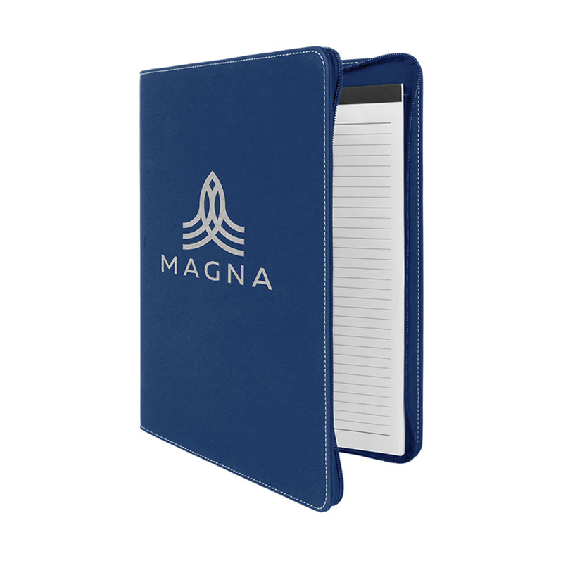Portfólio de couro sintético de 9 1/2' × 12' com zíper