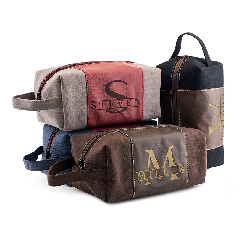 Bolsa de toalete de couro sintético laserável